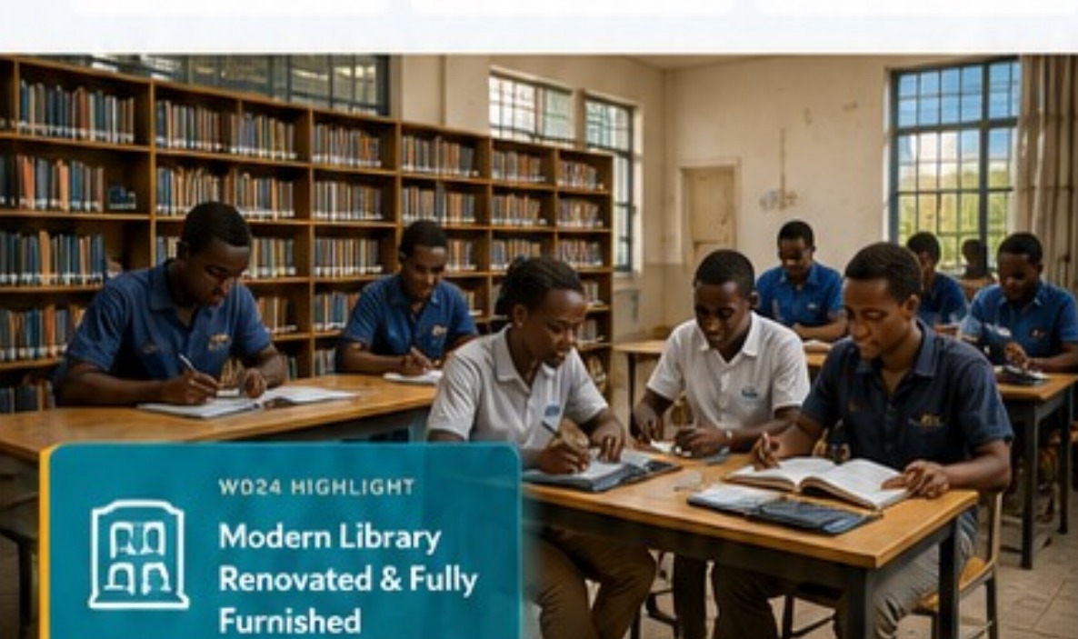 Renovated modern library at the Seventh Day Adventist High School